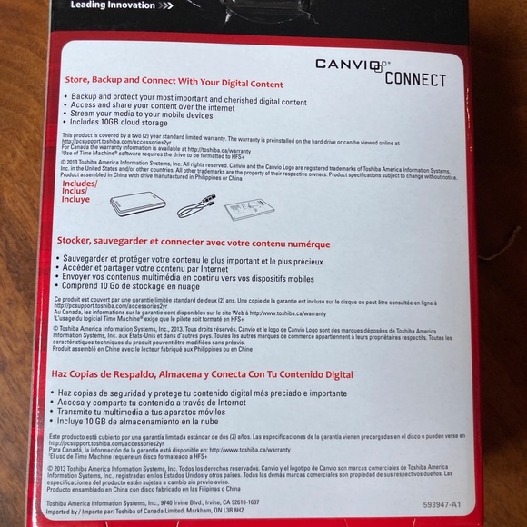 Toshiba Canvio connect 500 GB new in box - Picture 2 of 12